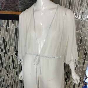 Vintage Oscar De La Renta Pink Label Robe Large White 0412